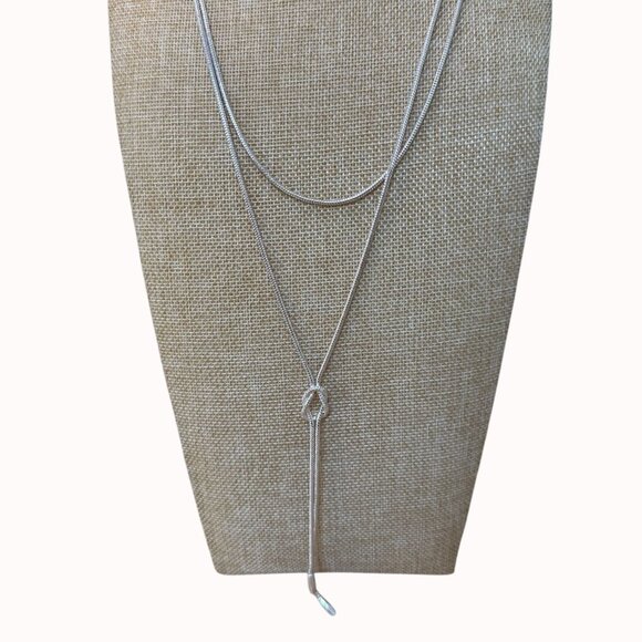 Silver-Tone Double-Layer Knot Necklace By J. Jill - Picture 1 of 9